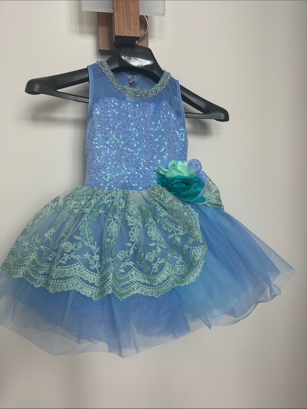 Weissman Blue & Mint Sequin Tulle Dance Costume